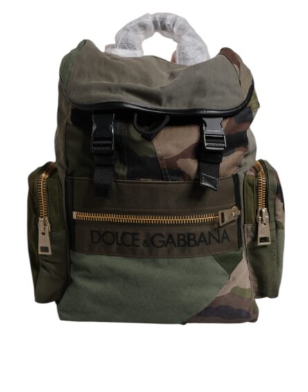 Military Green Patchwork Travel Backpack Bag - Image 5