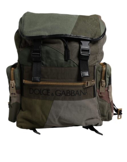 Military Green Patchwork Travel Backpack Bag - Image 6