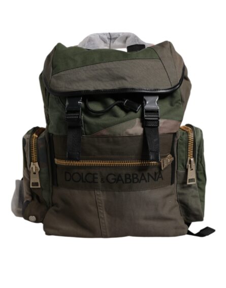 Military Green Patchwork Travel Backpack Bag - Image 5