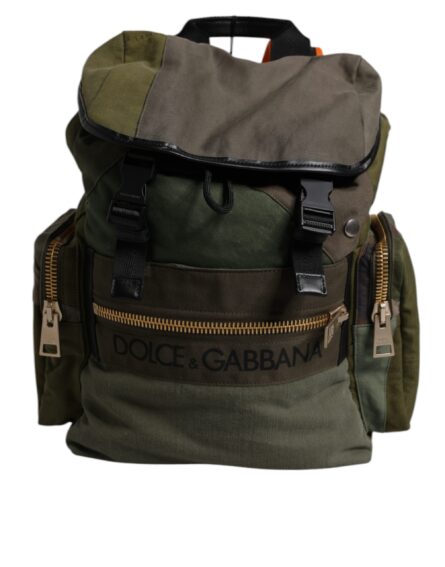 Military Green Patchwork Travel Backpack Bag - Image 5
