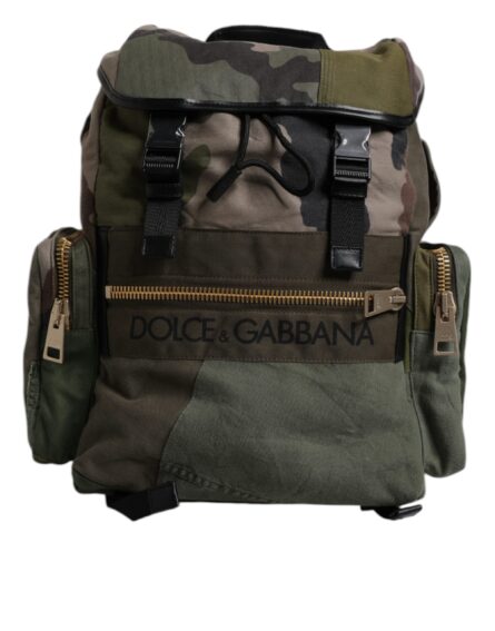 Military Green Patchwork Travel Backpack Bag - Image 6