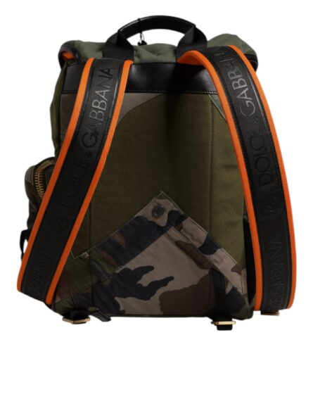 Military Green Patchwork School Backpack Bag - Image 2