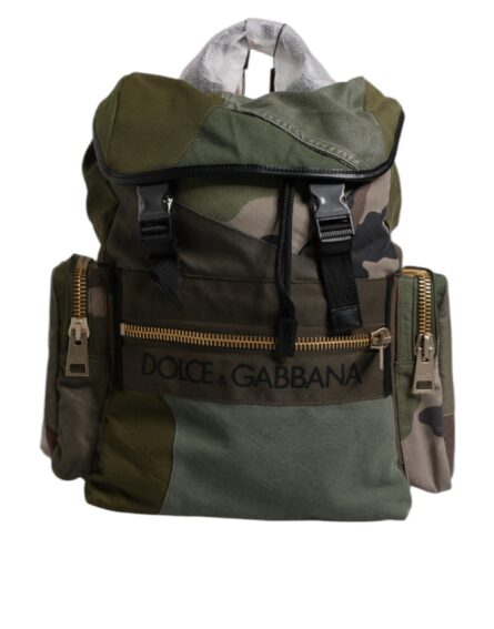 Military Green Patchwork Travel Backpack Bag - Image 6