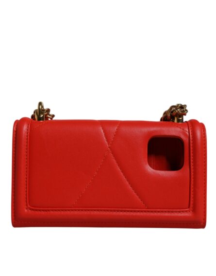 Red Quilted Devotion Crossbody Chain Phone Cover Bag - Image 5