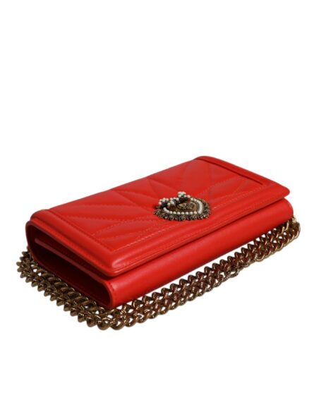 Red Quilted Devotion Crossbody Chain Phone Cover Bag - Image 6