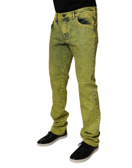 Yellow Cotton Stretch Skinny Men Denim Jeans - Image 3