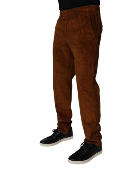 Dark Brown Corduroy Cotton Skinny Denim Jeans - Image 3