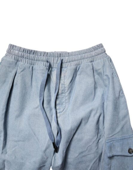 Light Blue Cotton Jogger Cargo Men Denim Pants - Image 5