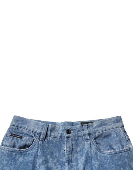 Blue Tie Dye Cotton Skinny Men Denim Jeans - Image 5