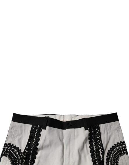 White Lace Trim Mid Waist Dress Formal Pants - Image 5