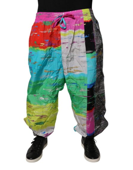 Multicolor Patchwork Mid Waist Sweatpants Pants - Image 7