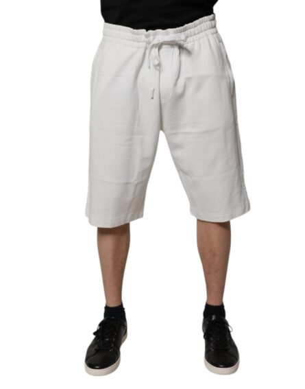 White Cotton Sweatshorts Men Bermuda Shorts - Image 7