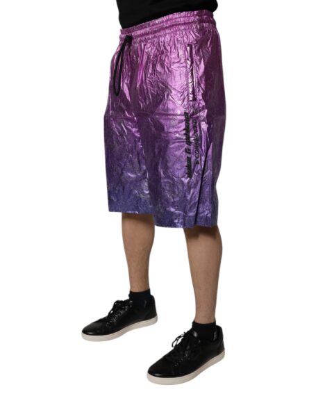 Metallic Pink Purple Two Tone Bermuda Shorts - Image 3