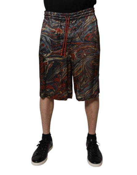 Multicolor Marble Print Trouser Bermuda Shorts - Image 7