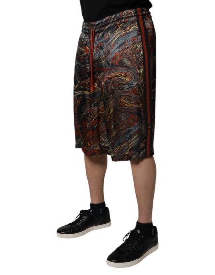 Multicolor Marble Print Trouser Bermuda Shorts - Image 3