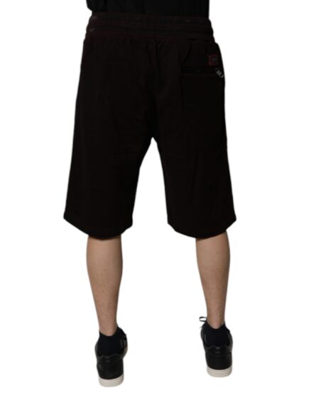 Maroon Cotton Logo Plaque Men Bermuda Shorts - Image 4