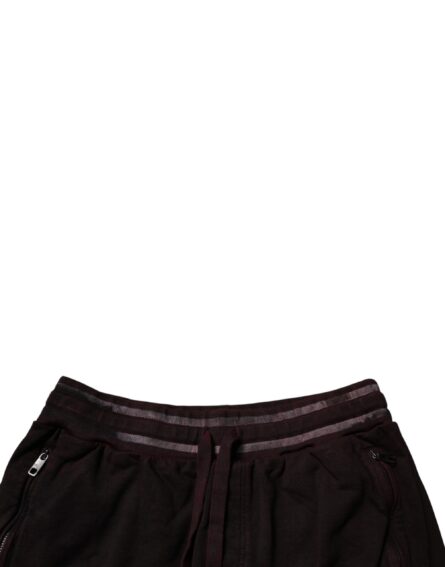 Maroon Cotton Logo Plaque Men Bermuda Shorts - Image 13