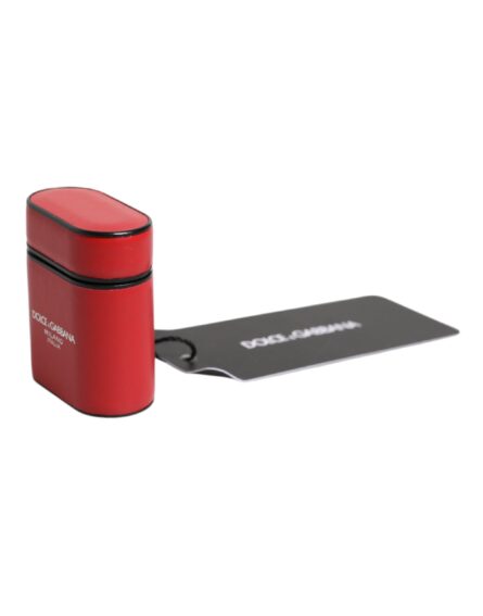 Red Calfskin Leather Logo Print Flip Holder Airpods Case - Image 7