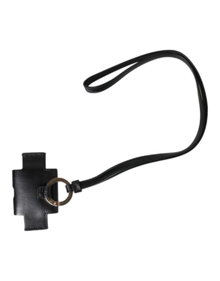 Black Leather Strap Gold Metal Logo Plaque Airpods Case - Image 12