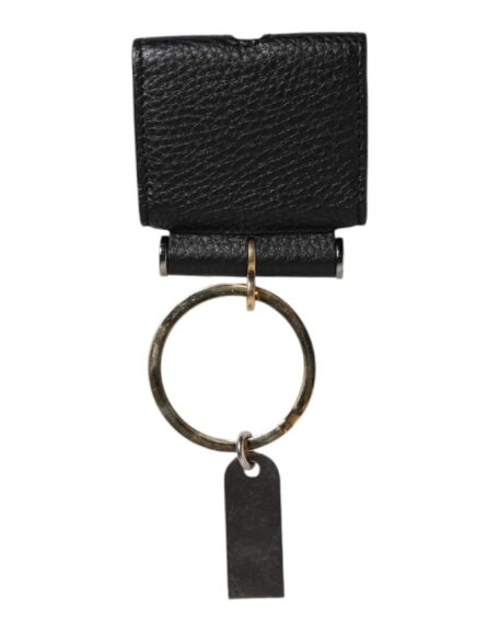 Black Leather Strap Gold Metal Logo Plaque Airpods Case - Image 5