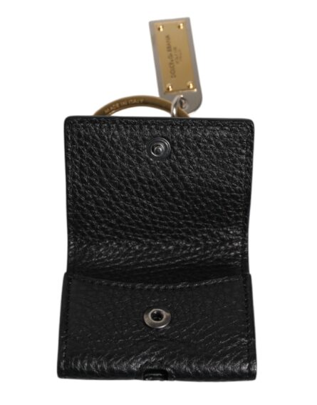 Black Leather Strap Gold Metal Logo Plaque Airpods Case - Image 8