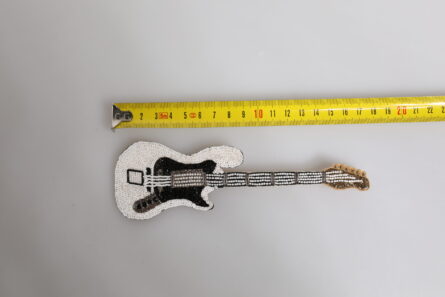Gold Brass Logo Beaded Guitar Pin Brooch - Image 3