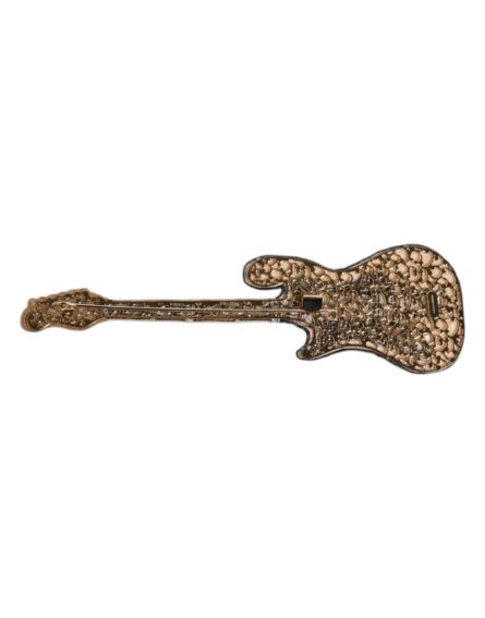 Gold Brass Logo Beaded Guitar Pin Brooch - Image 5