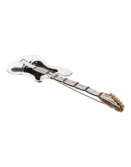 Gold Brass Logo Beaded Guitar Pin Brooch - Image 6