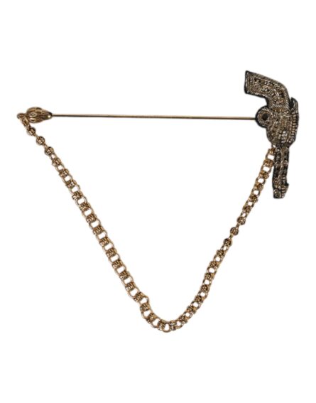 Black Gold Brass Copper Revolver Brooch Lapel Pin - Image 2