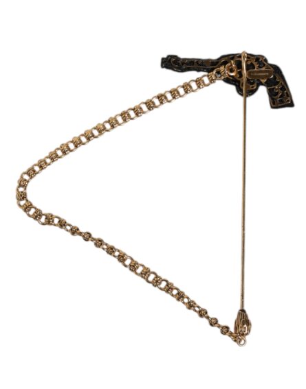 Black Gold Brass Copper Revolver Brooch Lapel Pin - Image 9