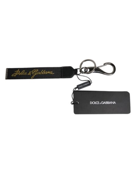 Black Logo Nylon Silver Brass Men Holder Keychain Keyring - Image 7
