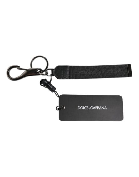 Black Logo Nylon Silver Brass Men Holder Keychain Keyring - Image 5