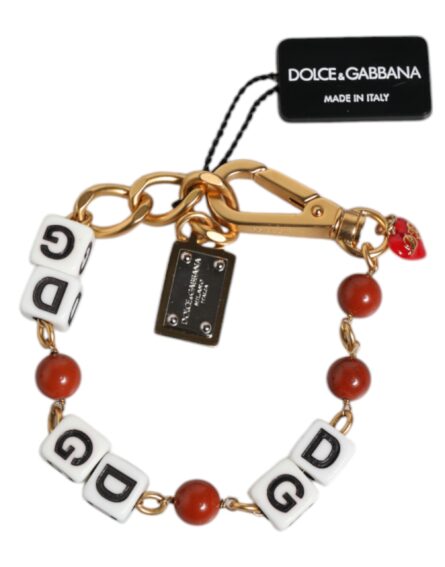 Multicolor Gold Tone Brass Chain DG Logo Dice Bracelet - Image 11