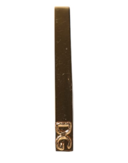 Gold Tone Brass Logo Branded Tie Clip Bar - Image 2