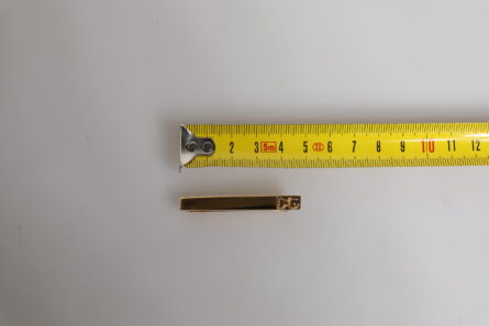 Gold Tone Brass Logo Branded Tie Clip Bar - Image 9