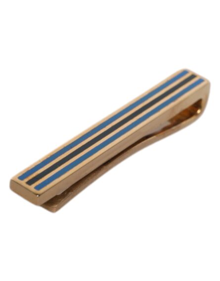Gold Tone Brass Logo Branded Tie Clip Bar - Image 3