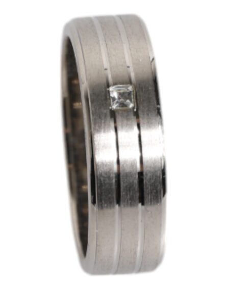 Silver Tone Brass Clear Crystal DG Logo Ring - Image 6