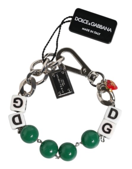 Silver Tone Brass Bead Dice Logo Embellish Charm Bracelet - Image 5