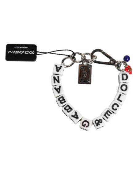 Silver Brass Chain Dice Logo Embellished Charm Bracelet - Image 6