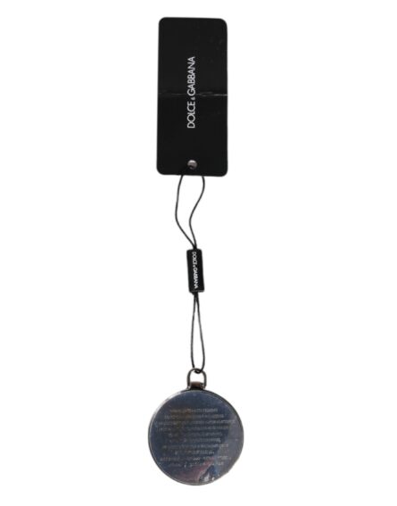 Pink Calfskin Leather Round Logo Hand Mirror Holder - Image 4