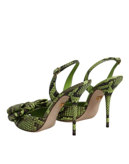 Green Python Leather Heels Sandals Shoes - Image 4