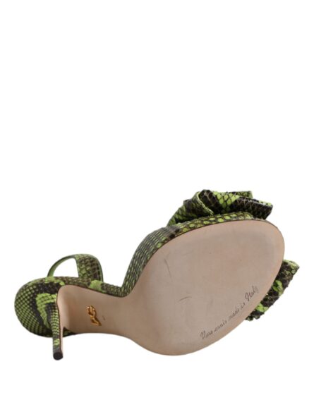 Green Python Leather Heels Sandals Shoes - Image 7