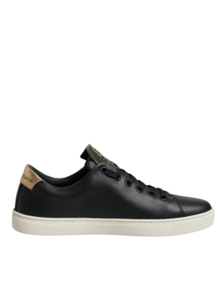 Black Leather Gold Red Heart Sneakers Shoes - Image 7