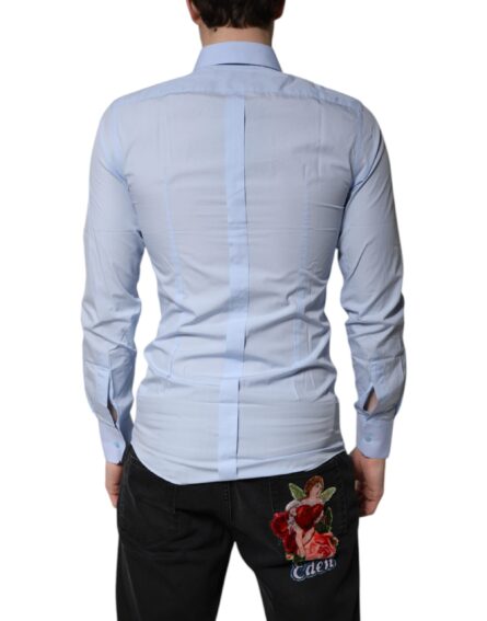 Light Blue Cotton GOLD Dress Formal Shirt - Image 4