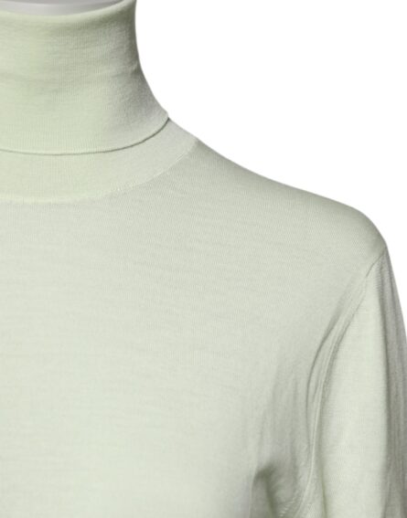 Light Green Wool Turtleneck Pullover Sweater - Image 3
