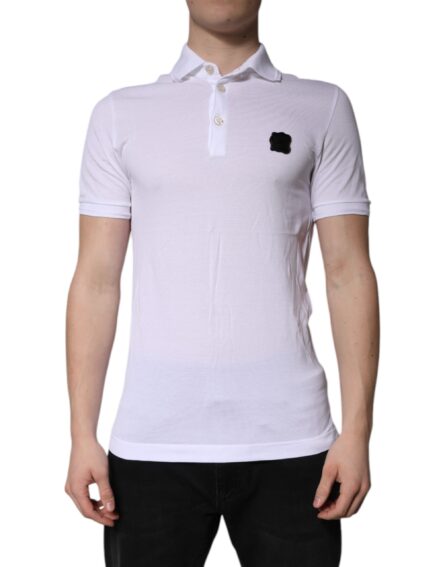 White Cotton Logo Collared Polo T-shirt - Image 2