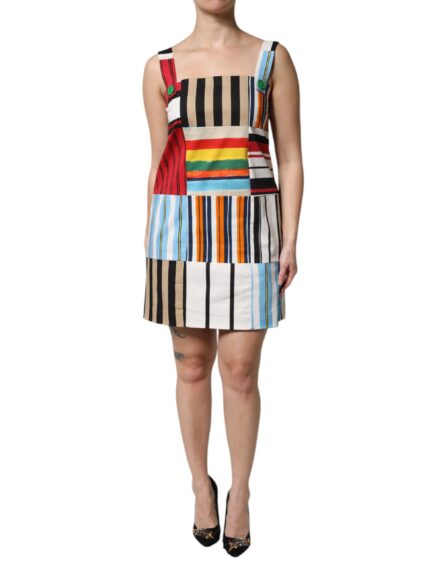 Multicolor Cotton Stripe Sleeveless Dress - Image 2
