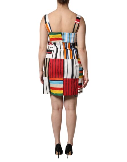Multicolor Cotton Stripe Sleeveless Dress - Image 4