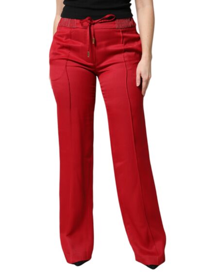 Red Viscose Straight Fit Pants - Image 2