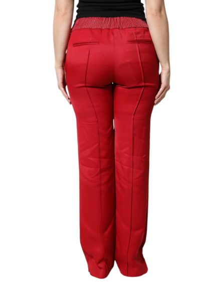 Red Viscose Straight Fit Pants - Image 4